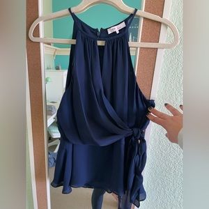 NWOT Parker l Sleeveless Navy Keyhole Blouse Small